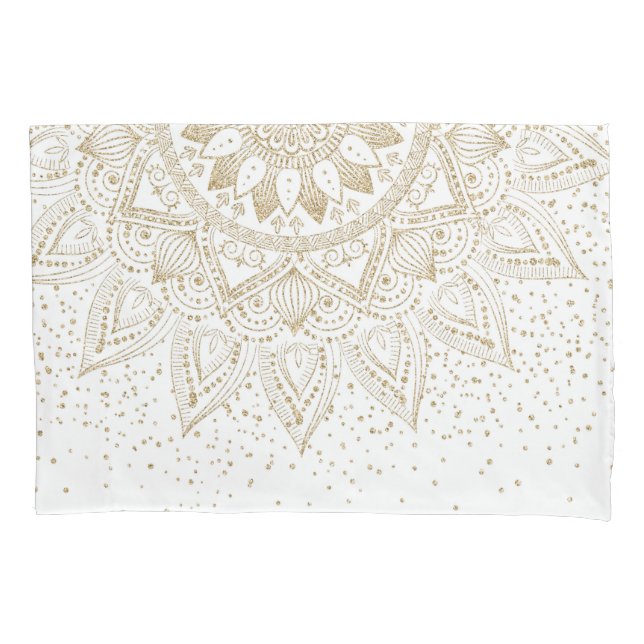 Housse D'oreillers Elégante conception de points Mandala Or (devant)