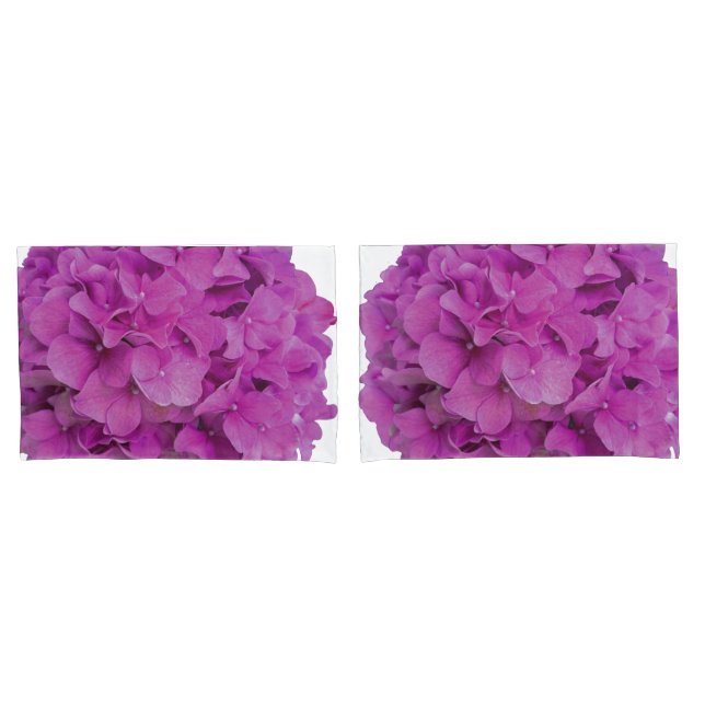 Housse D'oreillers Elégante magenta rose hydrangée florale roses (devant-Set)
