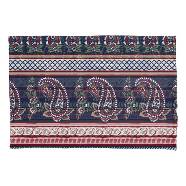 Housse D'oreillers Elégante Marine Paisley : Conception des frontière (devant)