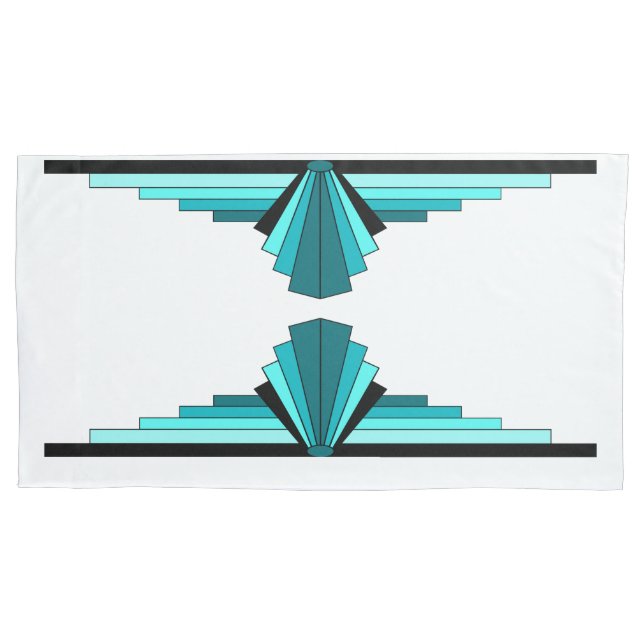 Housse D'oreillers Éléments Art déco en vert turquoise (devant-gauche)