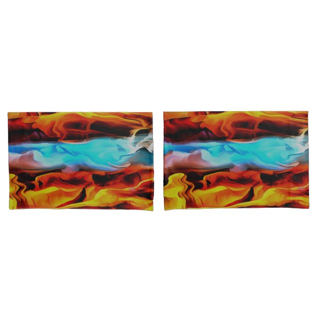 Housse D'oreillers Eléments Chauds Et Froids Acrylique Verser Abstrai (devant-Set)