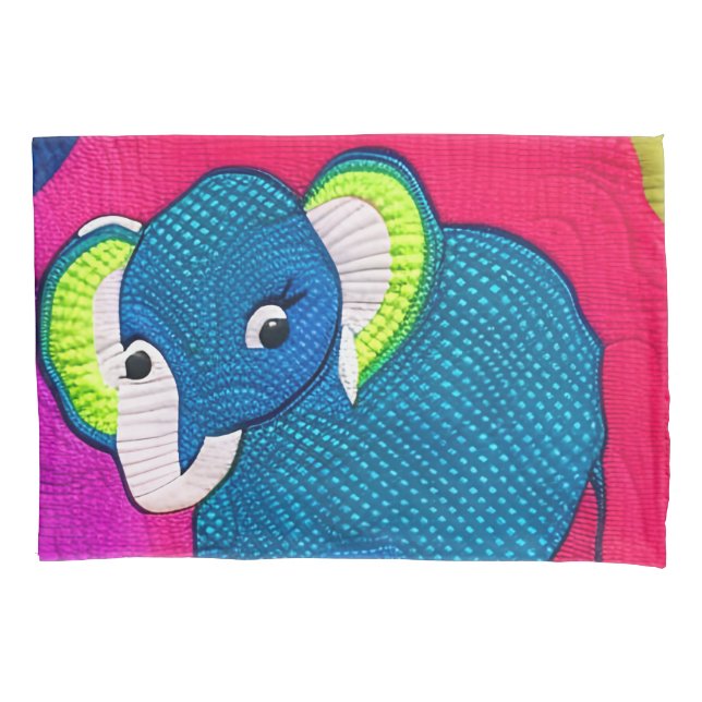 Housse D'oreillers Eléphant Bébé Bleu Cute - Design Quilt (devant)
