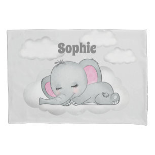 Housse D'oreillers Eléphant Nuages Nom Enfants Décor Maison 