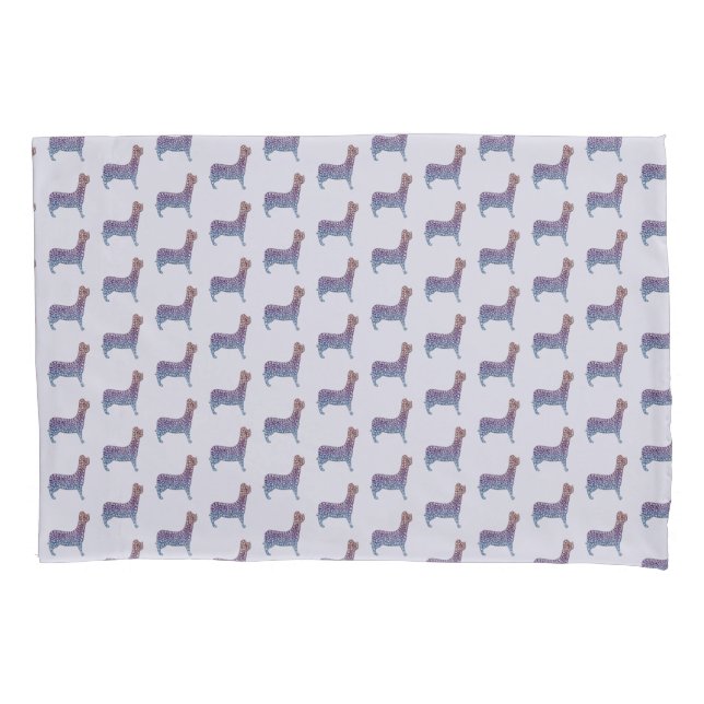 Housse D'oreillers Embossed Indigo Gradient Paw Print Dog Outline (devant)