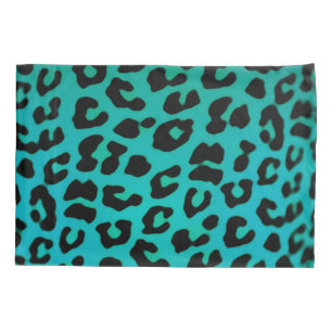 Housse D'oreillers Empreinte de léopard turquoise d'imaginaire