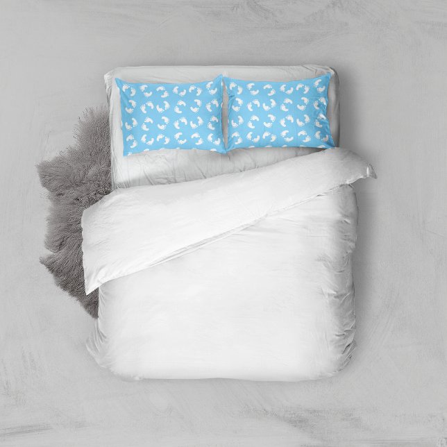 Housse D'oreillers Empreintes bébé, Pied bébé, Marches, Bleu, Garçon (Créateur téléchargé)