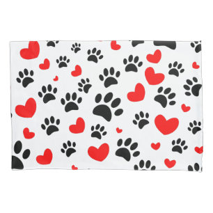 Housse D'oreillers Empreintes de pattes De Chiens Random Et Coeurs Ro