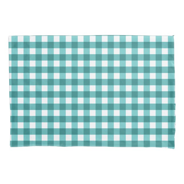 Housse D'oreillers en vichy turquoise (devant)