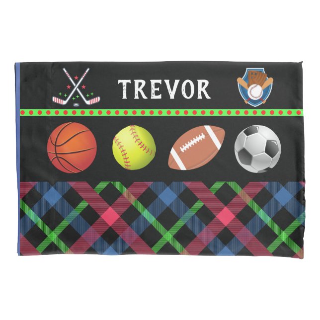 Housse D'oreillers Enfants Super Sport Tartan personnalisé (devant)