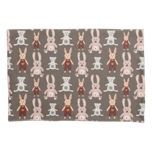 Housse D'oreillers Enfants Teddy Bear Chat Panda Bunny Toy Motif