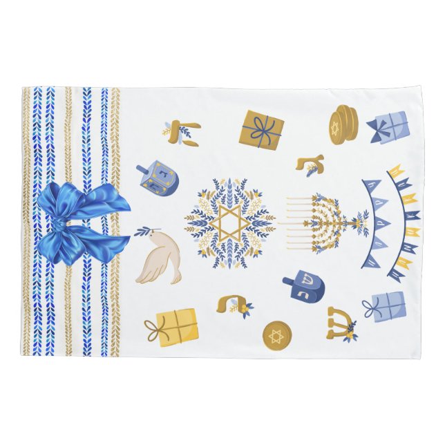 Housse D'oreillers Enveloppe cadeau Hanoukka réutilisable - Sac bleu  (Dos)