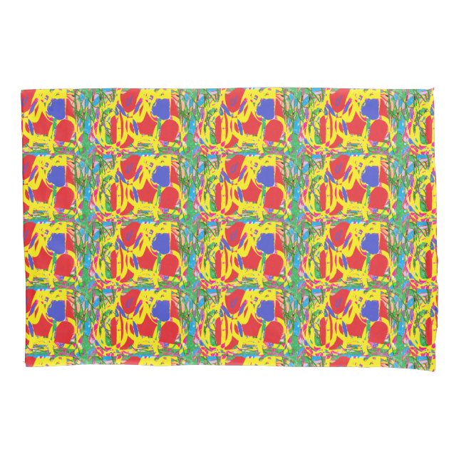 Housse D'oreillers Epilotable à motifs rouge et jaune (devant)