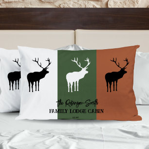 Housse D'oreillers Esprit animal de l'élan noir marron vert blanc rus