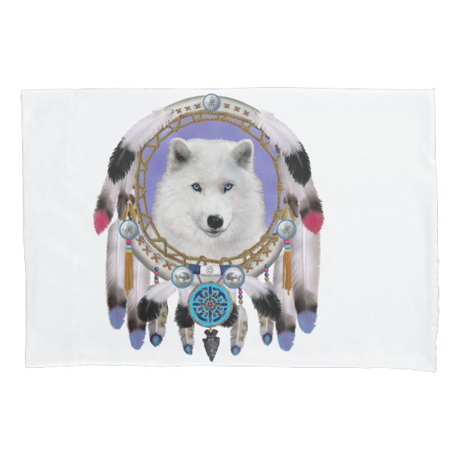 Housse D'oreillers Esprit de loup indien natif (devant)