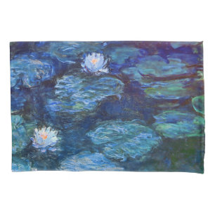 Housse D'oreillers Étang de nénuphar en beaux-arts bleus de Monet