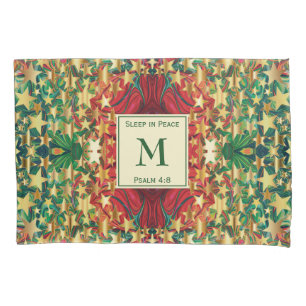 Housse D'oreillers Étoiles Abstraites de Monogramme Vert Vibrant