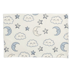 Housse D'oreillers Étoiles, Lunes et Nuages Mignons Endormis