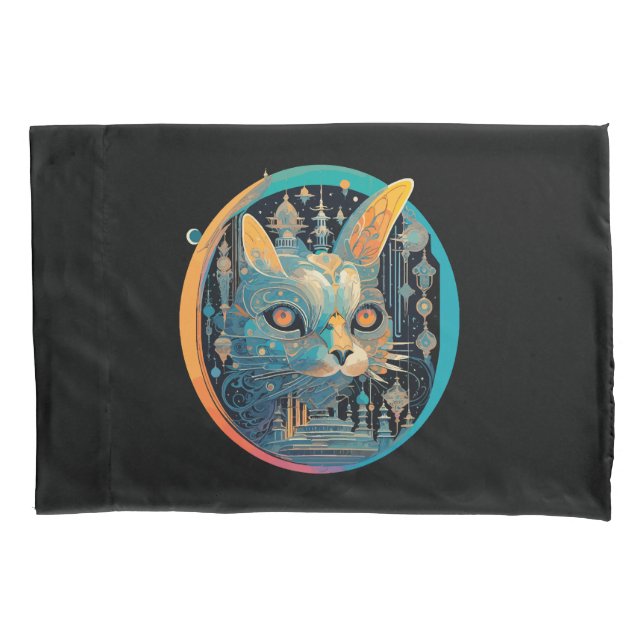 Housse D'oreillers Étrange chat qui regarde les phares (devant)