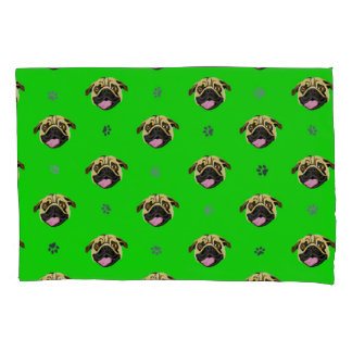 Housse D'oreillers Étui de coussin de Pug Vert