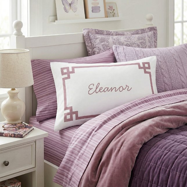 Housse D'oreillers Étui de coussin standard à monogramme Mauve à clé  (Créateur téléchargé)