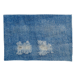 Housse D'oreillers Extrait Denim Jeans Texture de gros plan.