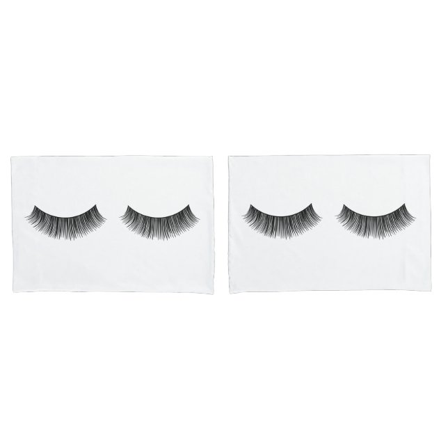 Housse D'oreillers Eyelashes Noirs en blanc (devant-Set)