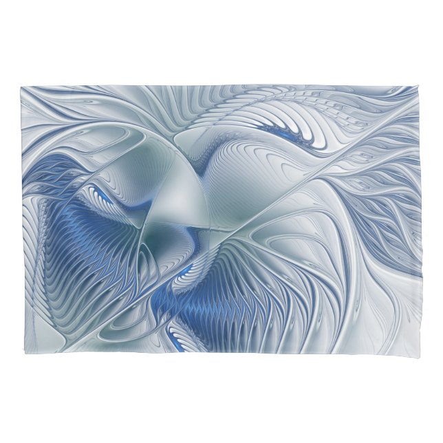 Housse D'oreillers Fantaisie dynamique Abstrait Tons bleus Art fracta (devant)