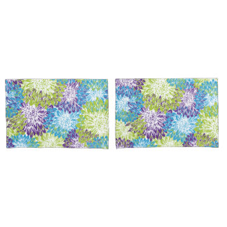Housse D'oreillers FEMMES Bleues, Violettes et Lime Vert