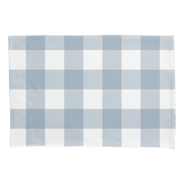 Housse D'oreillers Ferme Rustique Bleu Gris Buffalo Carreaux (devant)