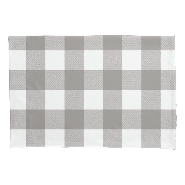 Housse D'oreillers Ferme Rustique Gris & Blanc Buffalo Plaid Carré (devant)
