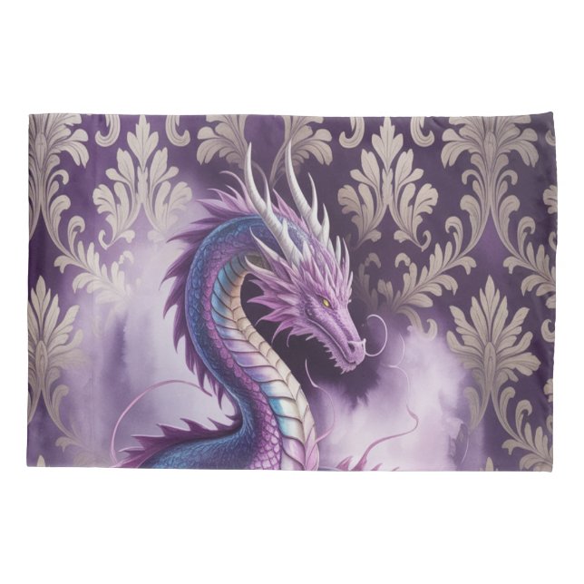 Housse D'oreillers Fête d'anniversaire Dragon Gothique Violet  (Dos)