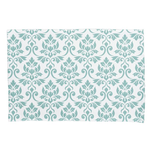 Housse D'oreillers Feuille de Damas motif sarcelle (devant)