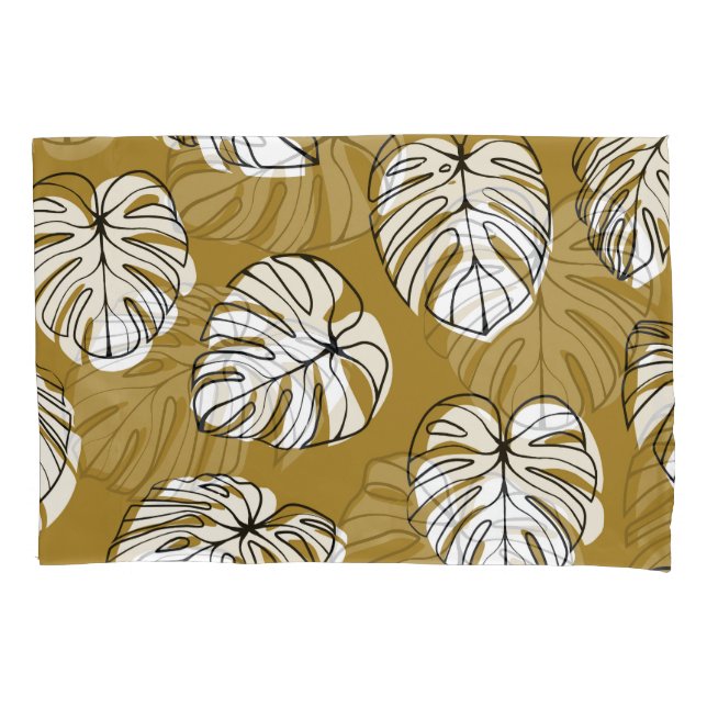 Housse D'oreillers Feuille de Monstera, Motif sans soudure textile. (devant)