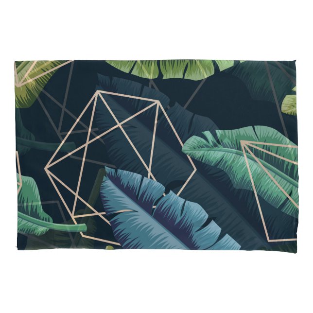 Housse D'oreillers Feuilles Abstraits : Ligne Polygonale Sans Couche. (devant)