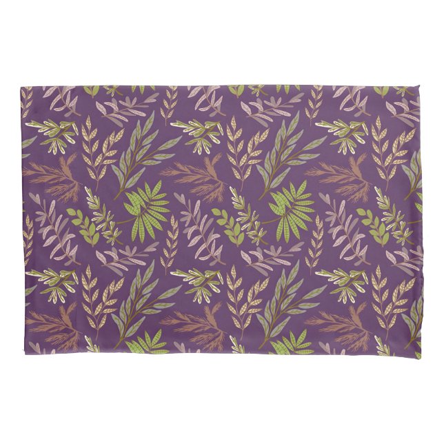 Housse D'oreillers Feuilles botaniques : un dos violet époustouflant (devant-gauche)