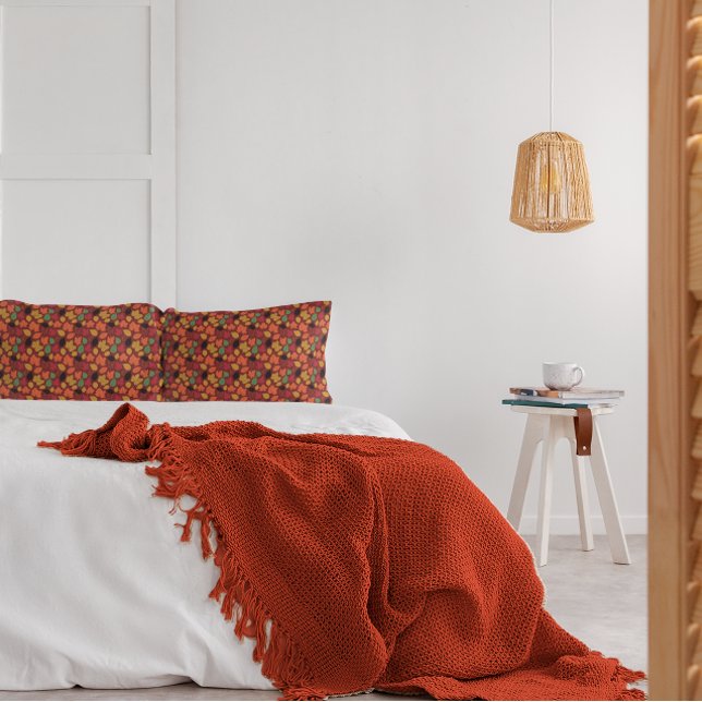 Housse D'oreillers Feuilles d'automne vibrantes Motif multicolores (Vibrant Autumn Leaves Multi-Colored Dark Pattern Pillow Case)