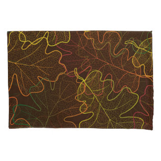 Housse D'oreillers Feuilles de chêne transparent, Motif d'automne.