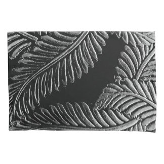 Housse D'oreillers Feuilles Noir Et Blanc