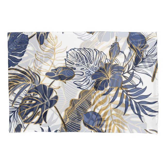 Housse D'oreillers Feuilles tropicaux, arrière - plan sans couture da (devant)