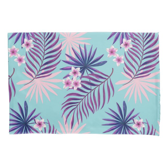 Housse D'oreillers Feuilles tropicaux et fleurs 2 (devant-gauche)