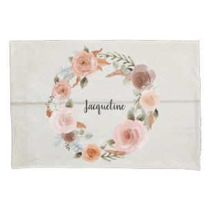 Housse D'oreillers Fille de bois rustique de la fourrure florale BOHO
