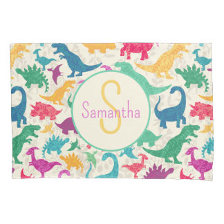 Housse D'oreillers Fille Florale Dinosaure Silhouette Filles