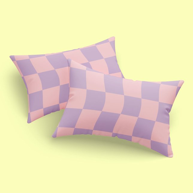 Housse D'oreillers Fille Pastel rose violet Motif Wavy Check (Créateur téléchargé)