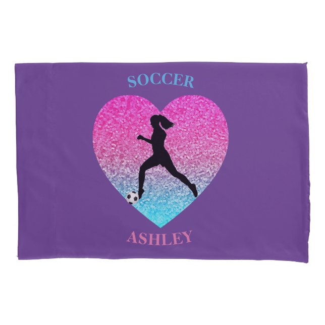 Housse D'oreillers Filles Soccer Personnalisé Purple Pillowcase (devant)