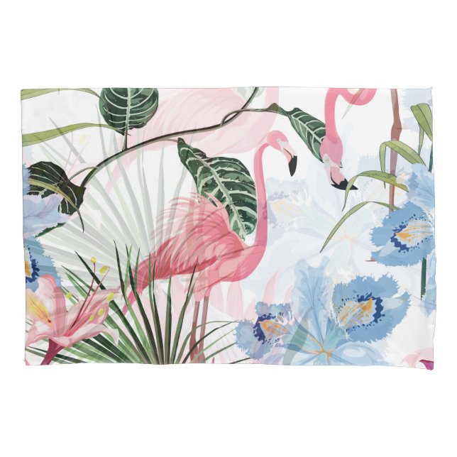 Housse D'oreillers Flamant rose Fleurs Exotiques Tropical Simples (devant)