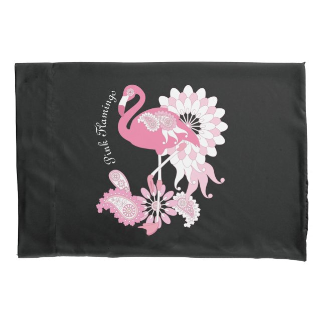 Housse D'oreillers Flamant rose moderne noir rose (devant)