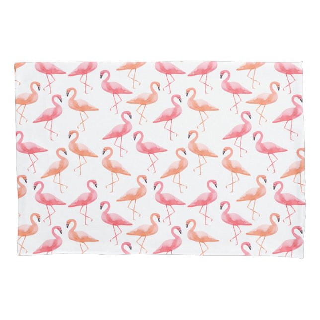 Housse D'oreillers Flamants roses aquarelles (devant)