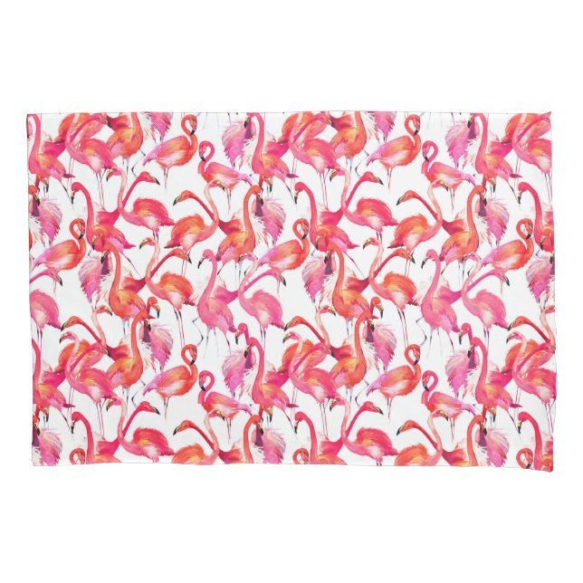 Housse D'oreillers Flamants roses d'aquarelle dans les aquarelles (devant-gauche)