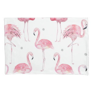 Housse D'oreillers Flamants roses points gris chic minimal personnali