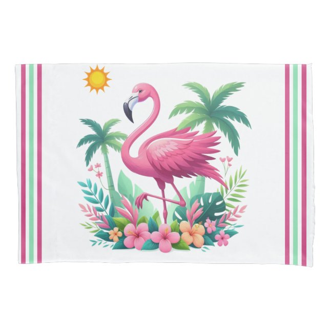 Housse D'oreillers Flamingo rose tropicale/Floride (devant)